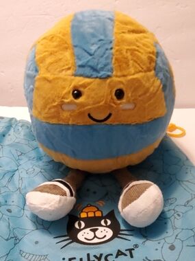 Jellycat Amuseable Plush Beach Ball Yellow & Blue Round Character w Legs CEC3C